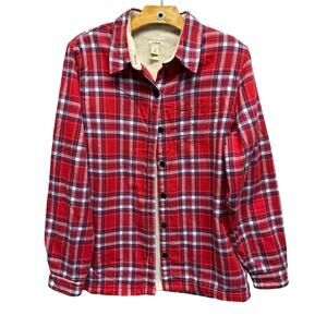 Vintage L.L. Bean Shacket‎ Sherpa Lined Plaid Button Up Gorpcore Med Regular Men